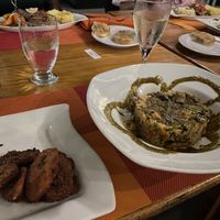 Cinnamon and sugar crusted plantains and quinoa cakes  at Waves Restaurant + Bar in Black Rock