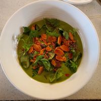 Cold asparagus soup (ask for it without cream, without roe) at Chaval in Portland