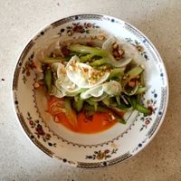 "The Crisp" (summer) celery, white cucumber, cashews, dill, olive oil, pimentón at Chaval in Portland