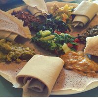 sample platter (all vegan) at Little Africa in Grand Rapids
