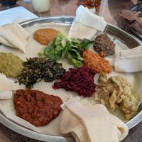 Combo Platter--Wheat Injera at Little Africa in Grand Rapids