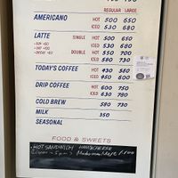 Menu  at About life Coffee Brewers 渋谷一丁目 in Tokyo