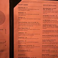 Plant based menu  at Lao Lao Bar in Toronto