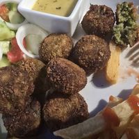 This is supposed to be a meatball: dry and tasteless at Panos Steak House in Larnaca