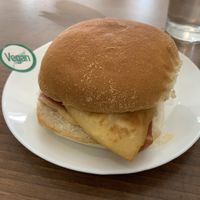 Vegan bacon and tattie scone breakfast roll  at The New Cafe Royale in Girvan