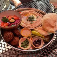 Hummus and Falafel Plate  at MAZU in Yellow Springs