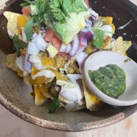 Chaat nachos (daily special)  at MAZU in Yellow Springs