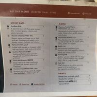 Menu  at MAZU in Yellow Springs