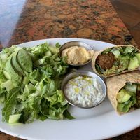 Falafel wrap w/ salad and hummus   at Panini Kabob Grill in Carlsbad