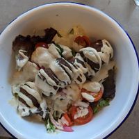 Falafel bowl with pearl couscous at Zameen in Aptos