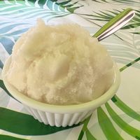 Sorbet… I forget which flavor, maybe soursop, it was delicious !  at Les Sorbets De Moorea in Moorea