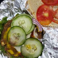 Hamburguesa de lentejas at Pez Vegano in Mexico City