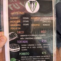 Menu  at Pez Vegano in Mexico City