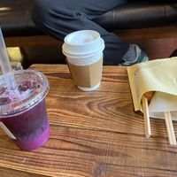 coffee, grape amazake soda, kiritanpo at Kojiya Motomiya Misochaya - SHIMONO528 in Hachimantai