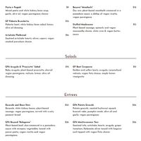 Bin 100 vegan menu section at Bin 100 Restaurant in Milford