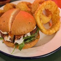 Vegan Burger with Onion rings 🍔 🧅 at Marcel Gourmet Burger in Ho Chi Minh City