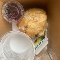 Scone with jam and vegan cream  at The Copper Kettle in Bamburgh