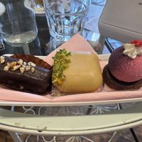 Chocolate praline, pistachio, and berry chocolate mini desserts  at Pasticceria da Ily in Trieste