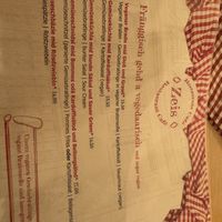 Vegan menu  at Restaurant Café Zeis in Bamberg