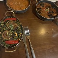 Mixture of vegan mains   at Ticca Tikka in East London