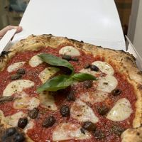 Margherita con mozzarisella e olive.  at Pizza Ok in Biella
