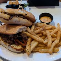 Impossible. Philly cheesesteak with vegan cheese, was very tasty, didn't ask if the aeoli was vegan but we didn't eat it at All Stars Sports Bar & Grill in New York City