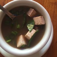Miso soup at Whole in the Wall in Binghamton