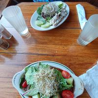 Vegan Enchiladas with fresh vegetables at Whole in the Wall in Binghamton