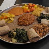 Veggie combo at Lucy Ethiopian Cafe in Boston