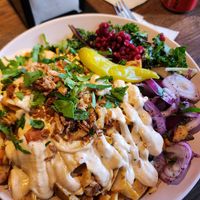 Vegan over rice at Le Kebab Rosenlundsgatan in Stockholm