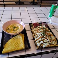 Le Vegan Plate with a "side" of hummus at Le Kebab Rosenlundsgatan in Stockholm