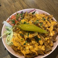 Plant based kebab on rice with vegan sriracha mayo  at Le Kebab Rosenlundsgatan in Stockholm