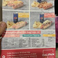 English Menu   at Galipán La Latina in Madrid