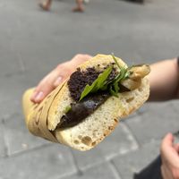 VEGANO sandwich (eggplant, zucchini, bell peppers, sun-dried tomatoes, arugula, olive paté)  at L'Ostellino in Pisa