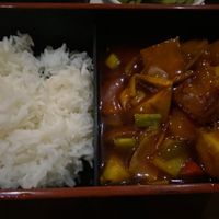 Cantonese sweet and sour tofu with jasmine rice   at Fusion in Durham