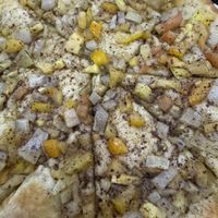 Tomato and onion ‘pie’ (this isn’t cheese!)  at Basha Bakery & Restaurant in Freetown