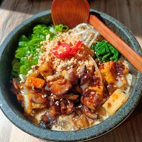 Hot noodle soup at Bowls in Bruges