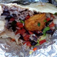 Burrito with tofu, white rice, black beans, lettuce, cilantro, tomato, jalapeno, salsa. Tofu portions were generous and delicious. at Cilantro Taqueria in Chesterland