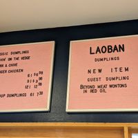 Menu with two options at Laoban Dumplings - Union Market in Washington
