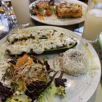 Calabacines de forn, stuffed zucchini (vegan opt) at La Cereria in Barcelona