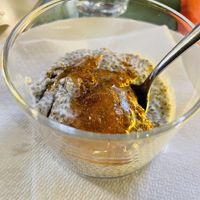 vegan chia pudding with rose jam  at La Cereria in Barcelona