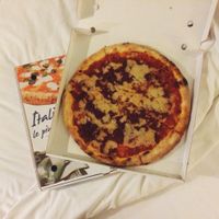 Spicy pizza and hawaiian pizza at Pepe Nero Italian Fast Food in Bristol