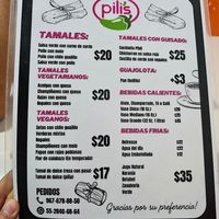 Menu at Pili's in San Cristobal De Las Casas