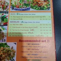 Rice and noodle menu at Momos Samsen in Bangkok