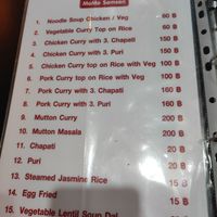 Indian (I think) menu at Momos Samsen in Bangkok
