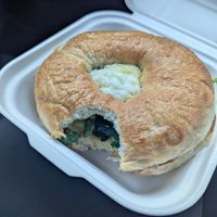 Vegan bagel sandwich at The Atom Bistro and Coffee Bar in Glide