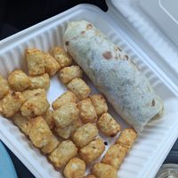 Vegan wrap with tots at The Atom Bistro and Coffee Bar in Glide