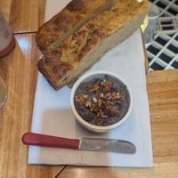 Focaccia con paté de hongos at Sampa in Buenos Aires