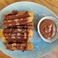 Churros with chocolate sauce at Urban Gorillas - Vegan Revolution in Dusseldorf