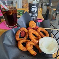 Funky Balls and onion rings. at Urban Gorillas - Vegan Revolution in Dusseldorf